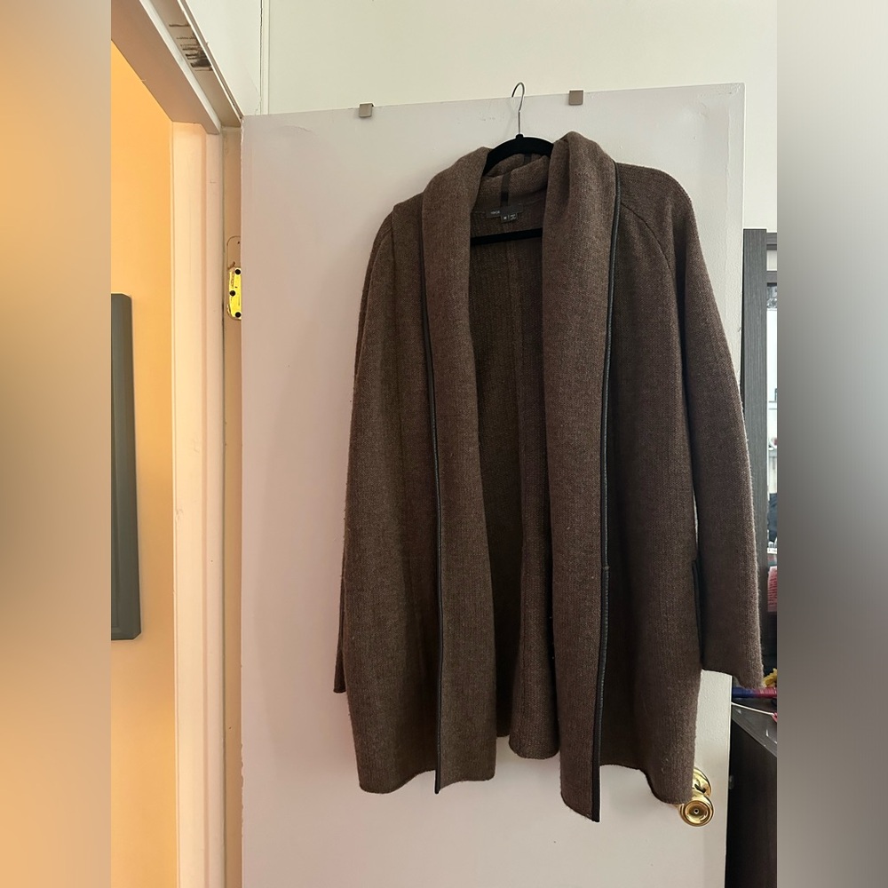 Vince Chocolate Brown Open Long Cardigan